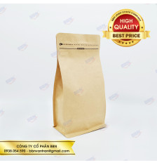 Túi đáy bằng pocket zipper giấy kraft ghép bạc 500g (50 túi)